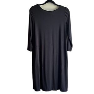 J. Jill Wearever Collection Black Jersey Knit Dress Midi Modest Stretch - Small
